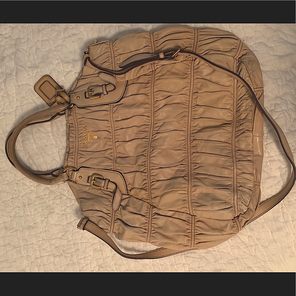 Tan Prada handbag